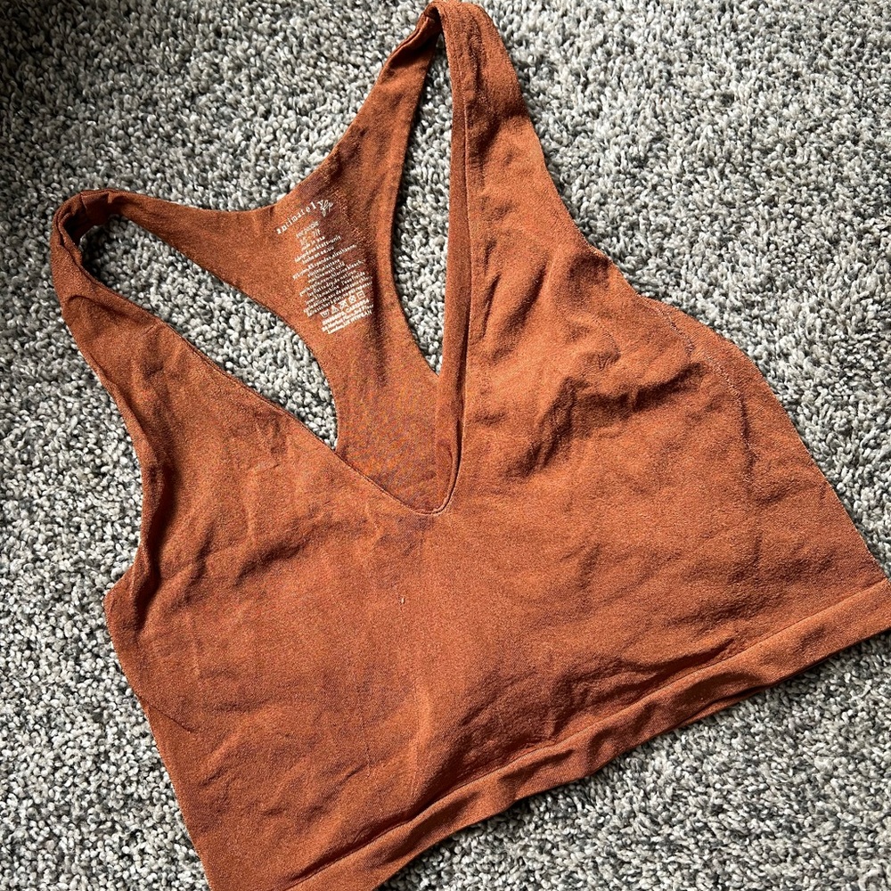 Rust Brown V-Neck Free People Crop Top